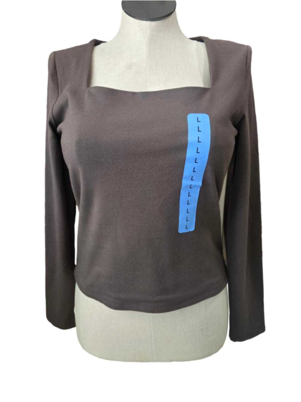 Women's Express Long Sleeve Square Neck Top Brown Size L